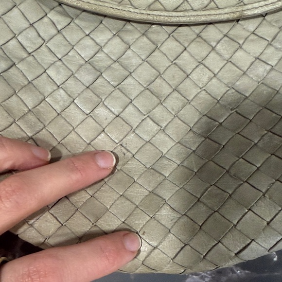 Vintage Bottega Veneta Intrecciato Woven Small Crossbody Bag in Taupe/Beige
